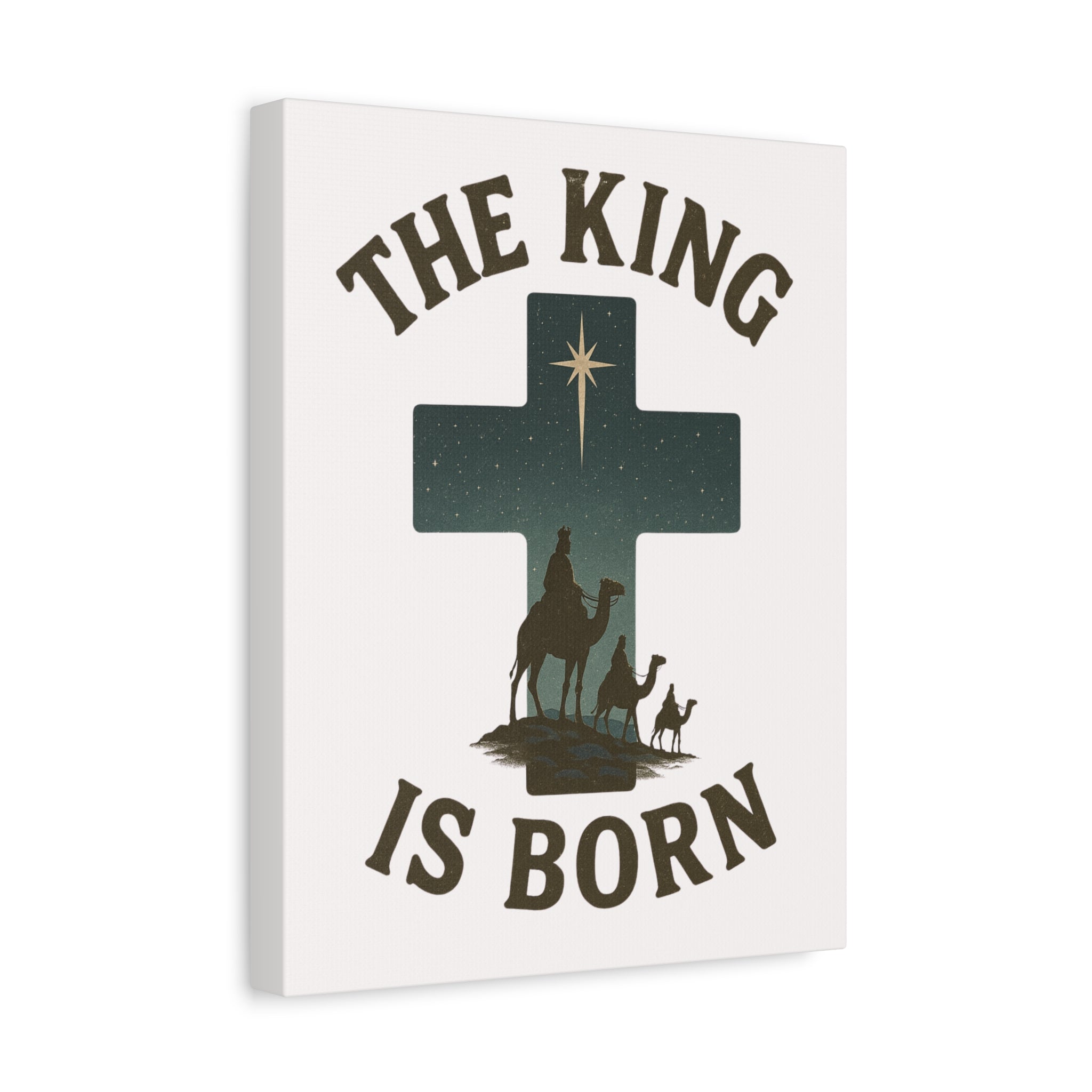 The King Is Born Canvas | Christian Nativity Wall Art
