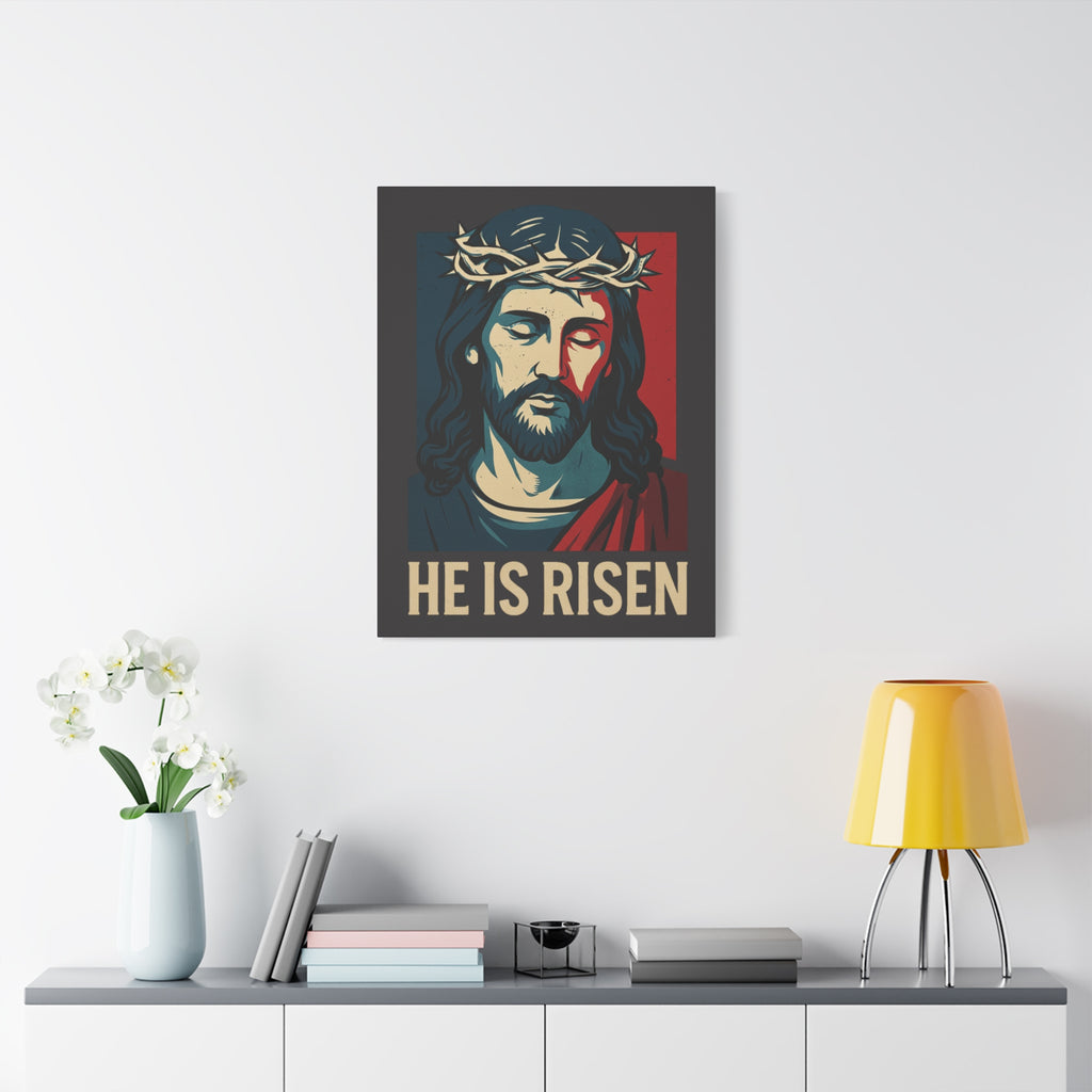 He Is Risen Vintage Canvas | Christian Wall Art