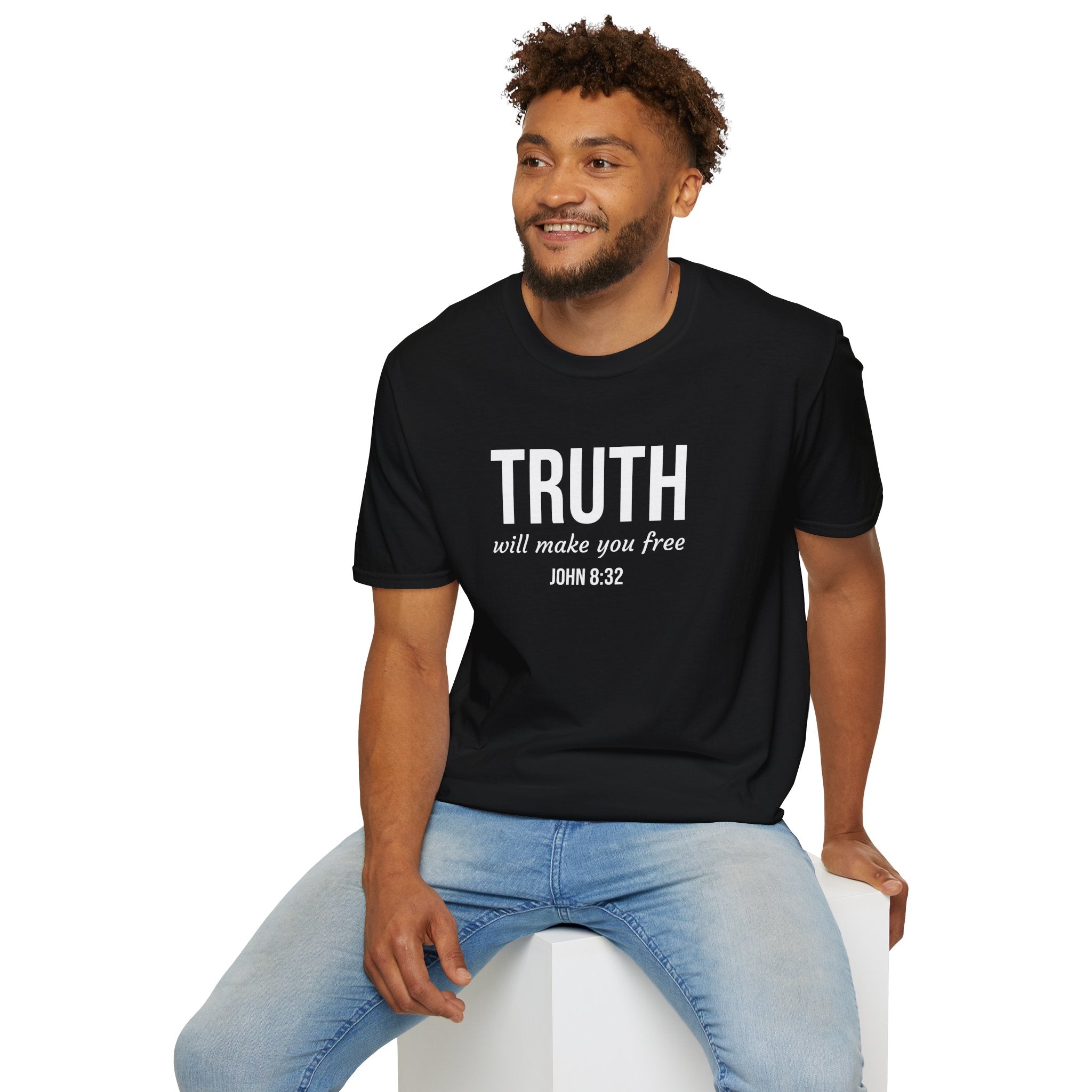 Black John 832 Christian T-Shirt model 2