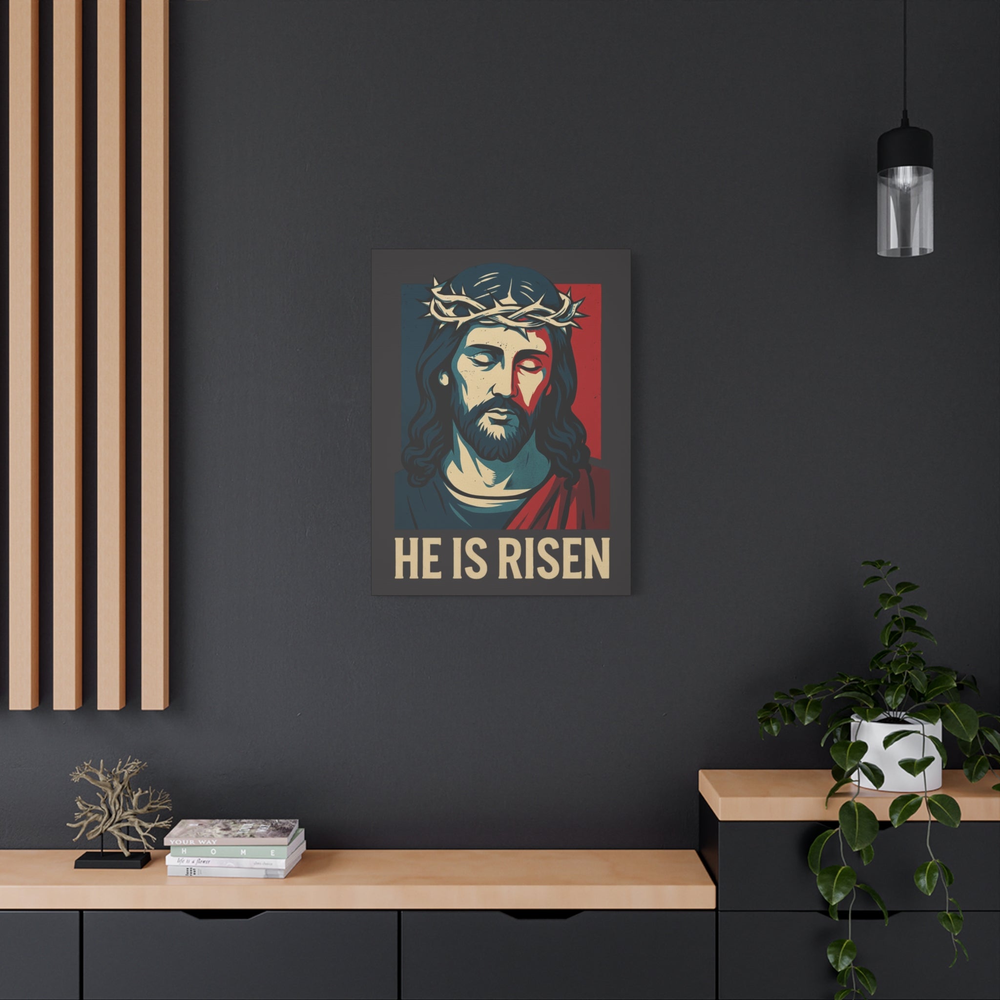 He Is Risen Vintage Canvas | Christian Wall Art