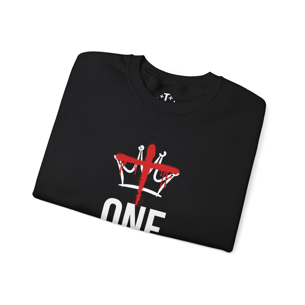 Black Christ is the One King Christian Crewneck Sweatshirt folded