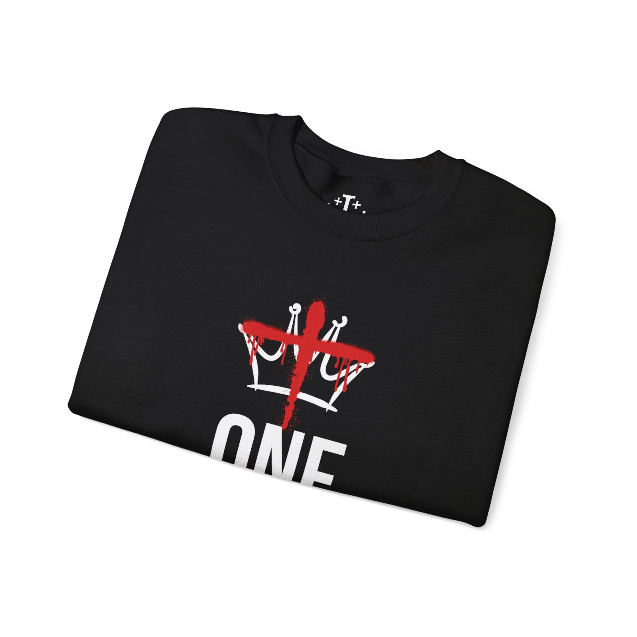 Black Christ is the One King Christian Crewneck Sweatshirt folded