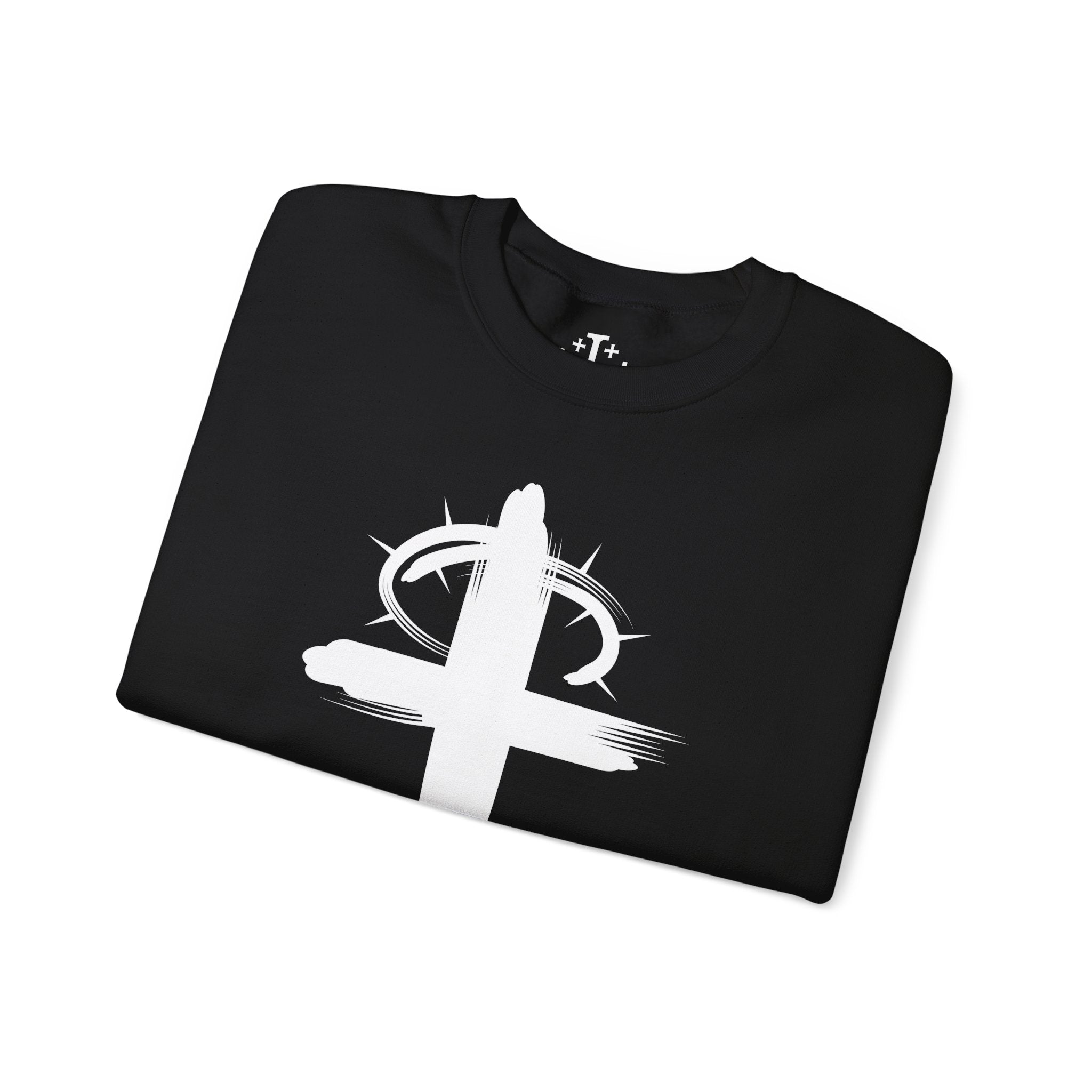 Black Crown of Thornes Christ Crewneck sweatshirt folded
