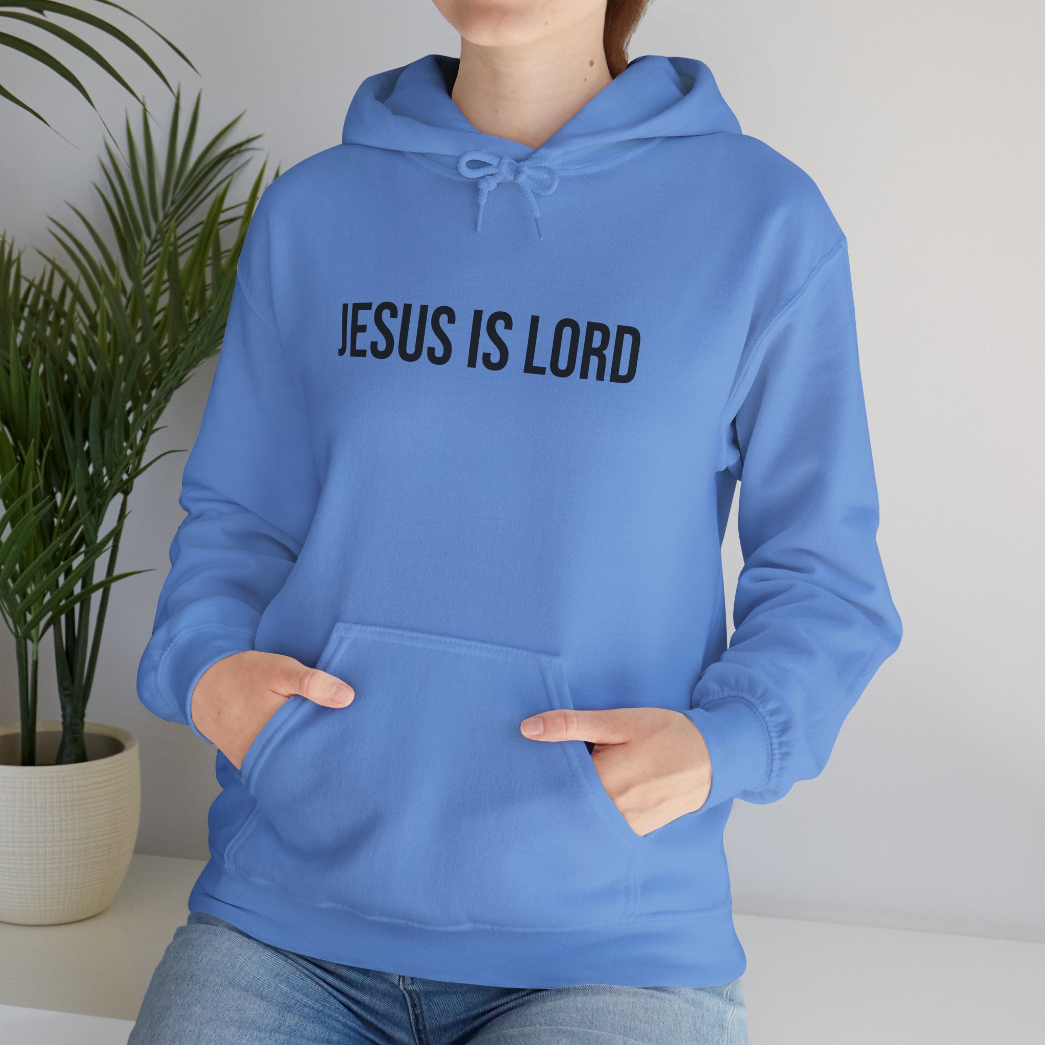 Carolina Blue Jesus is Lord Hoodie Model 1