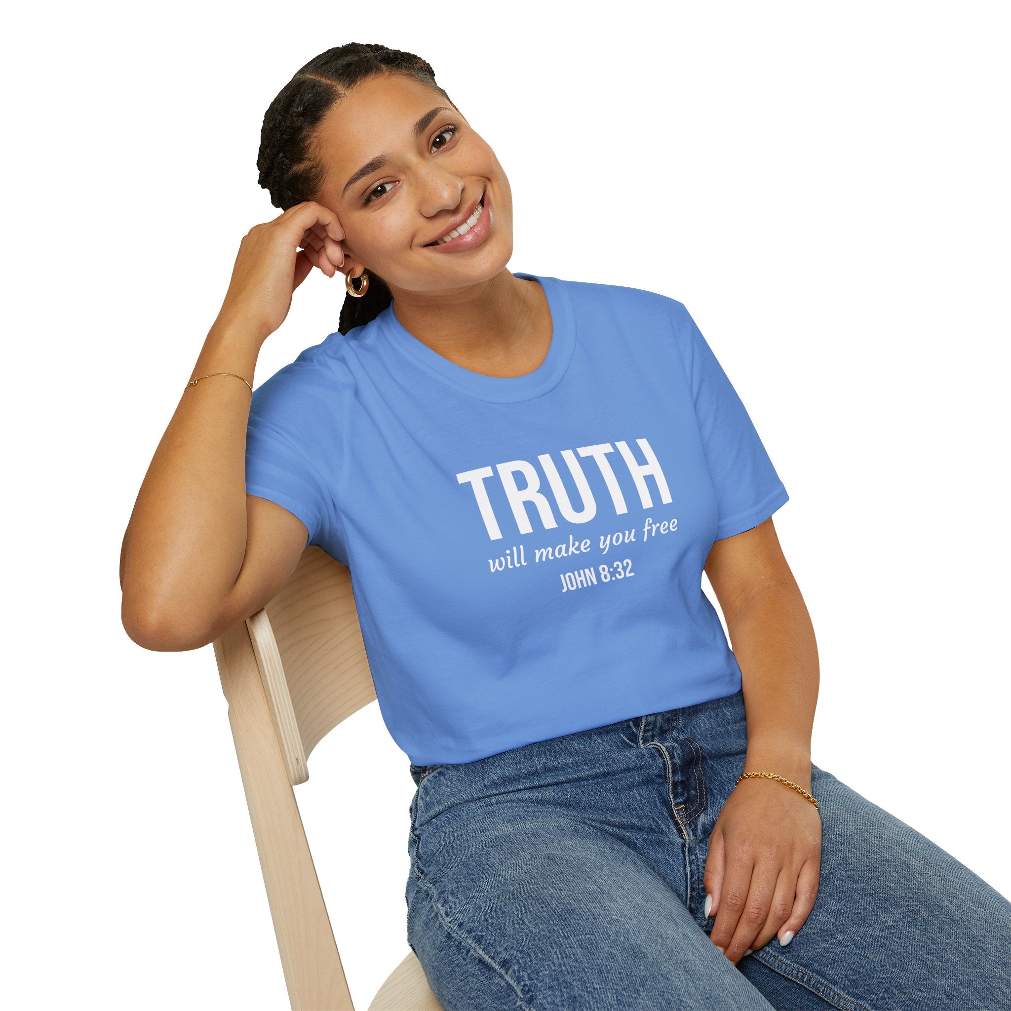 Carolina Blue John 832 Christian T-Shirt Model 1