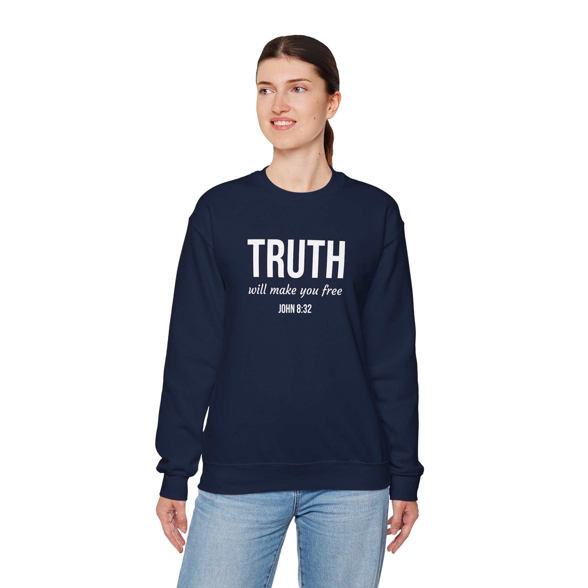 Navy John 832 Christian Scripture Crewneck model 2