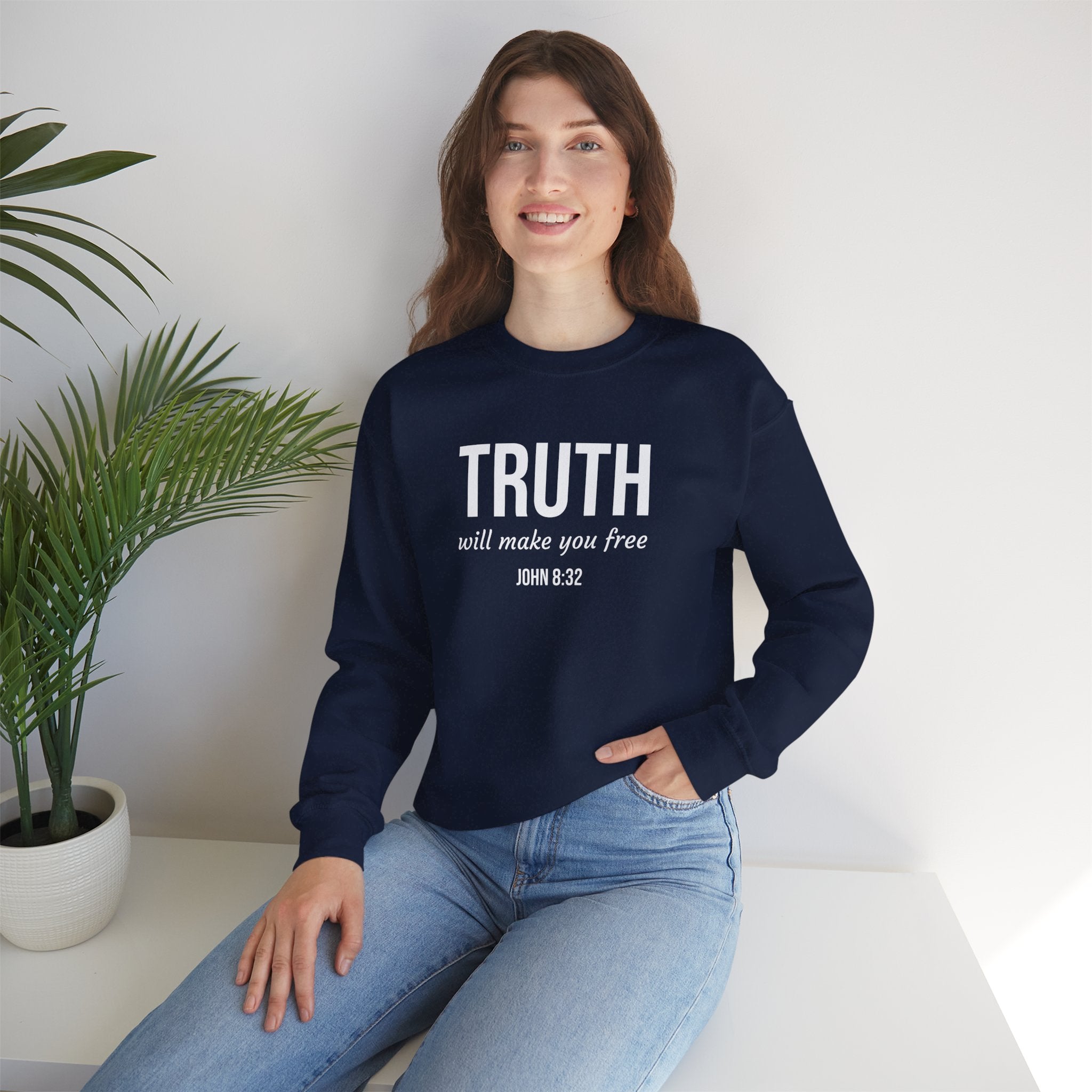 Navy John 832 Christian Scripture Crewneck model 3