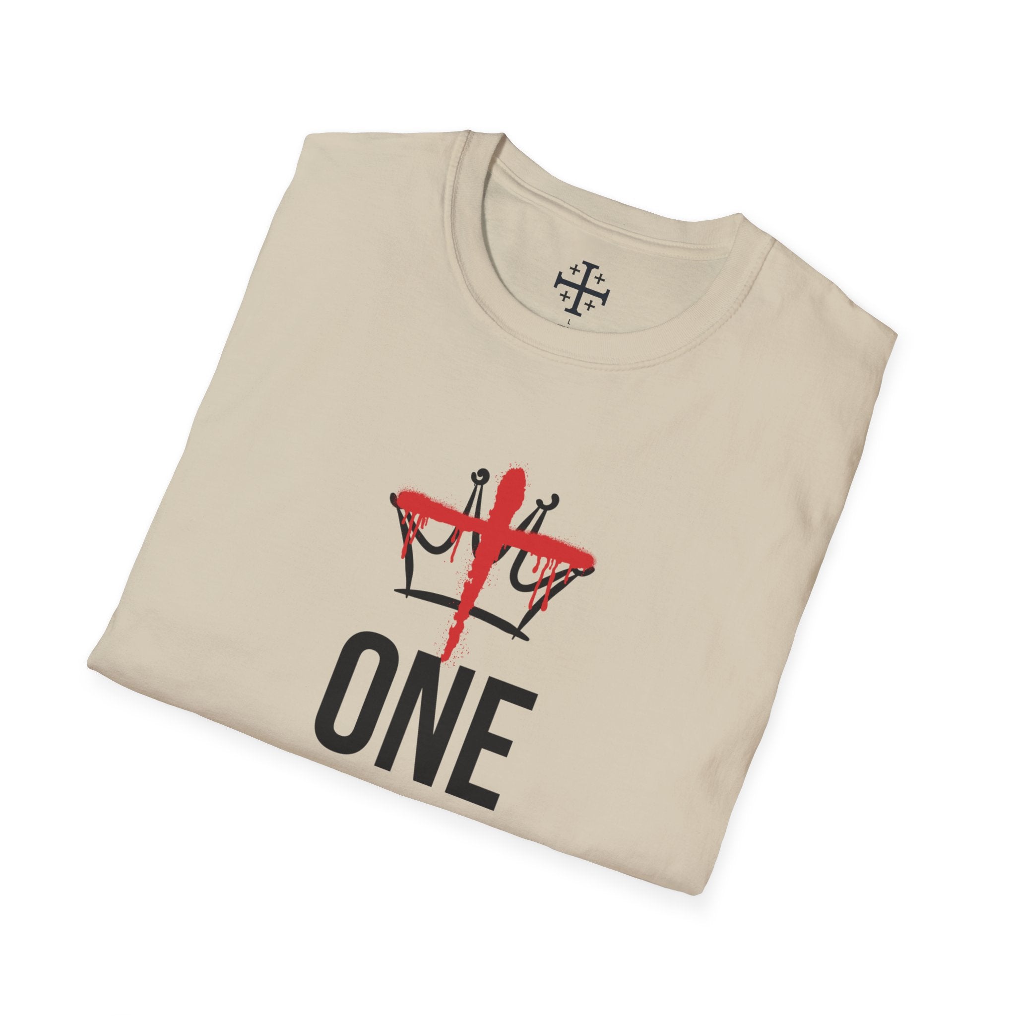 Sand Christ is the One King Christian T-Shirt folded