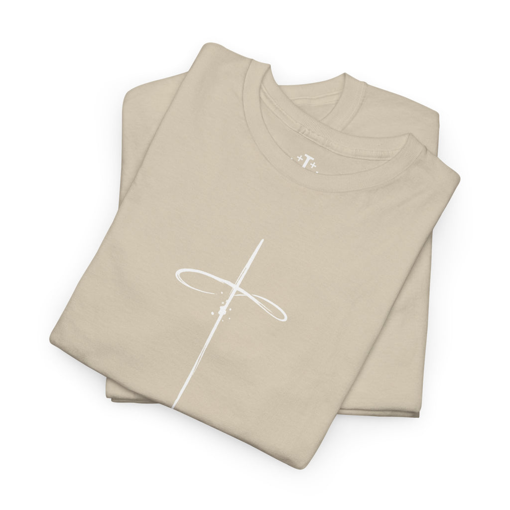 Sand Minimalistic Cross Womens Christian TShirt folded