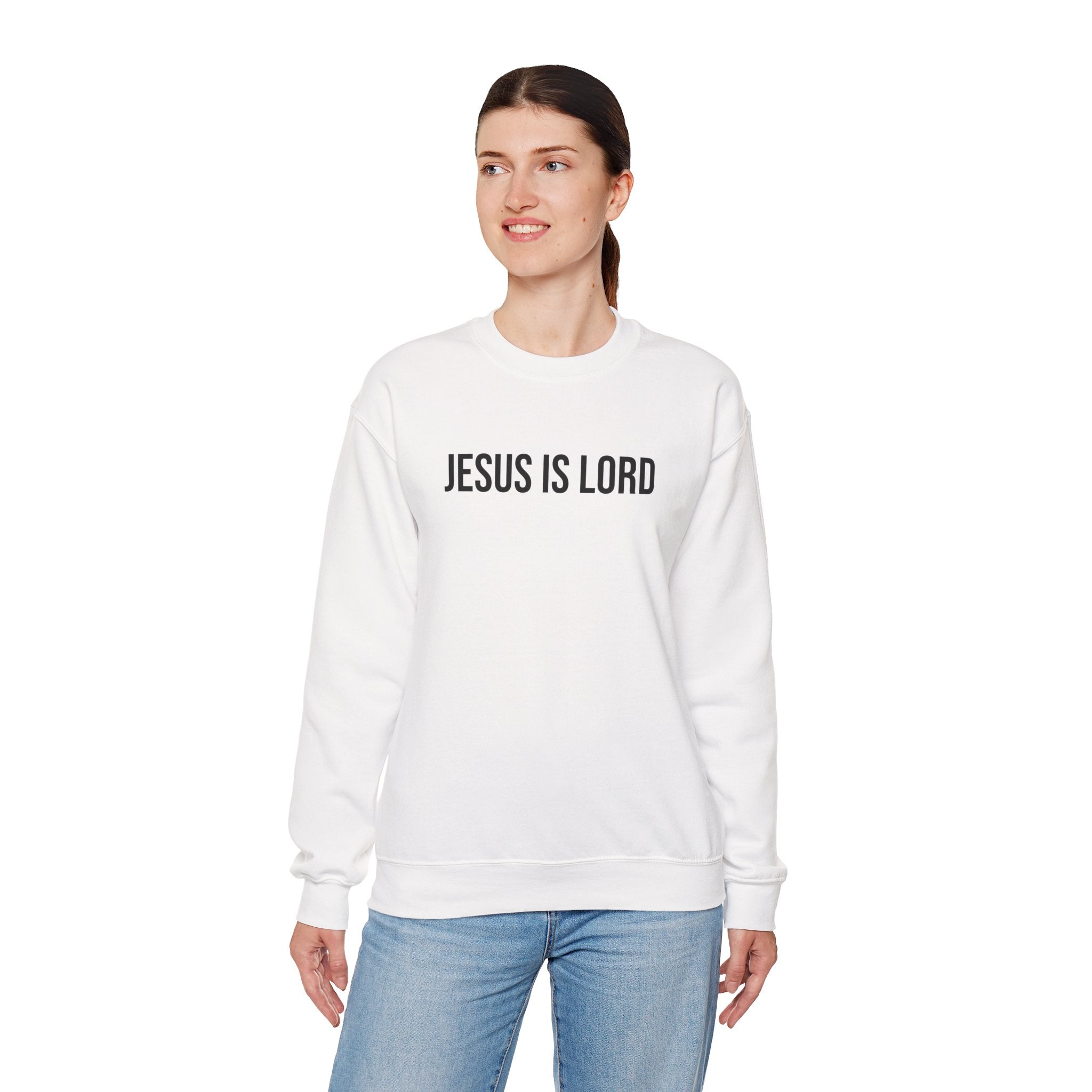 White Jesus is Lord Christian Crewneck Sweatshirt model 2