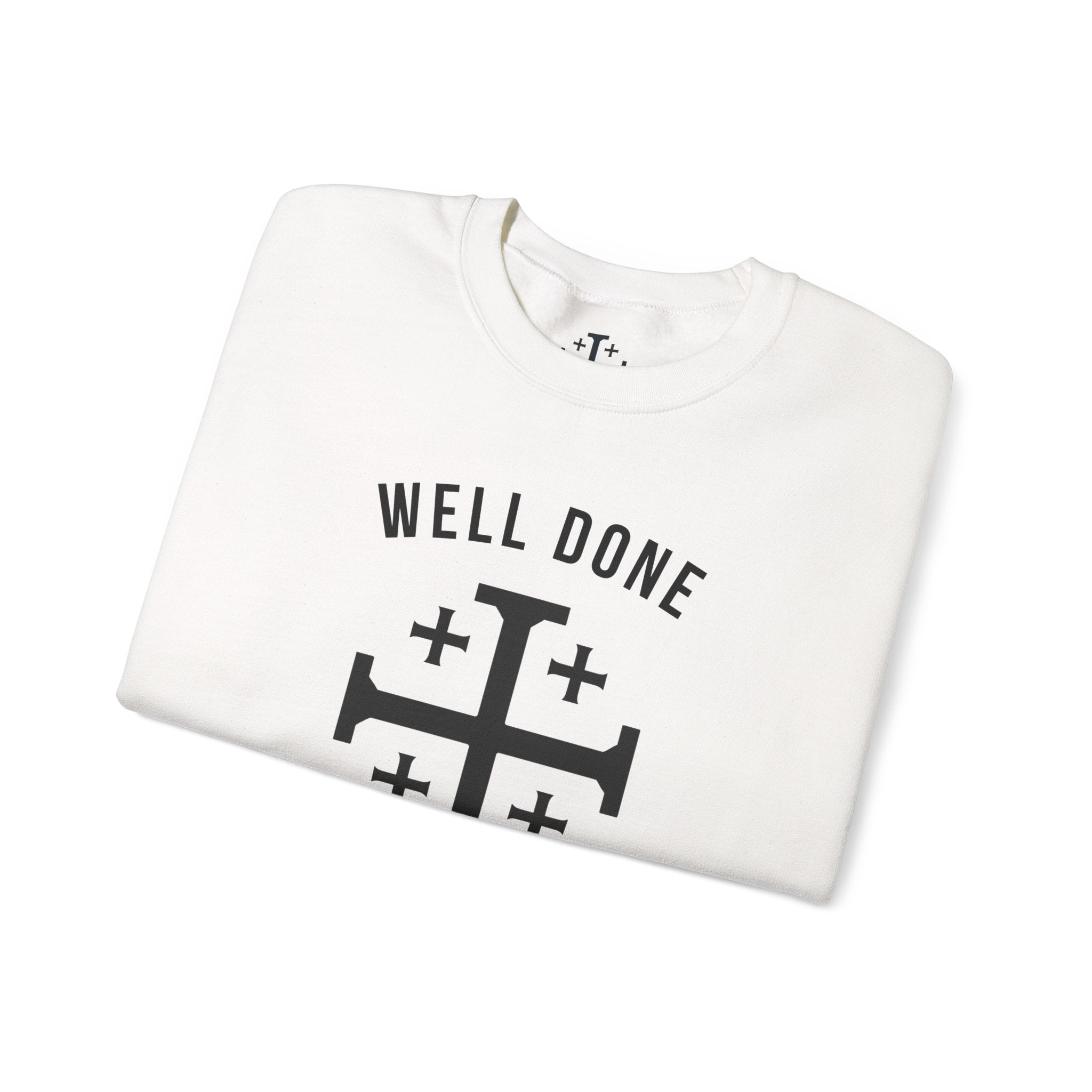 White Matthew 2521 Christian Crewneck sweatshirt folded